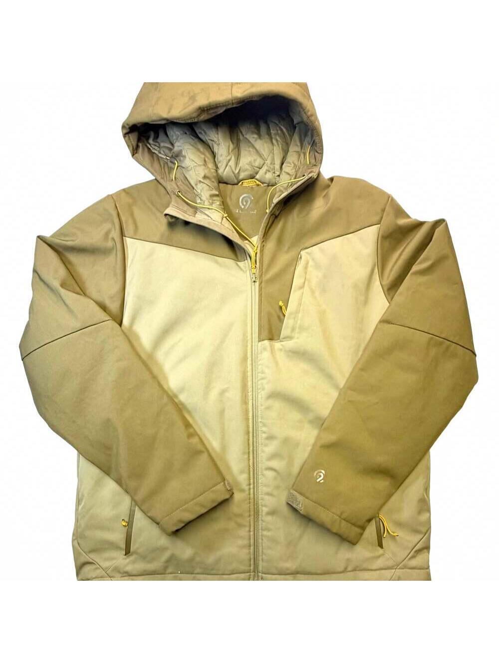 Orage Two-Tone Hooded Winter Jacket in Tan and Beige